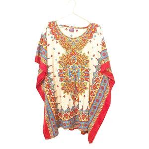 California Woman free size cover up dress paisley floral